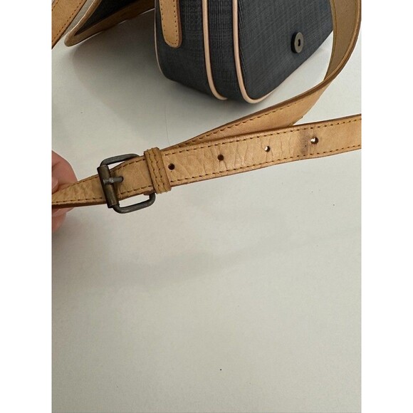 Louvier Flap Crossbody Bag Leather Gray Brown Vintage Mixed Media Adjustable - Picture 12 of 13